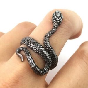 Silver Titanium Steel💍Wrap Around Snake Ring Sz 7